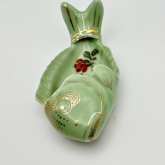 Antique Chinese Hand-Painted Fish Shaped Ceramic Dish Qing Dynasty Green - Picture 8 of 10